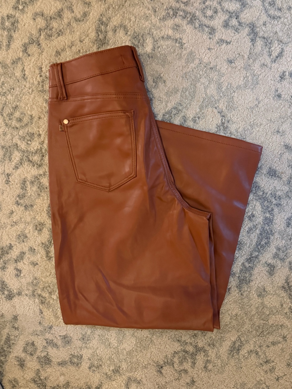 Judy Blue Faux Leather Wide Leg Crop Pants Cognac Brown Size 5/27